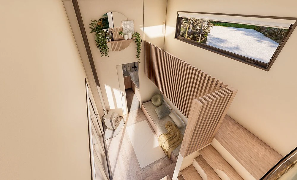 Modernes Wohnmodul Nachtansicht