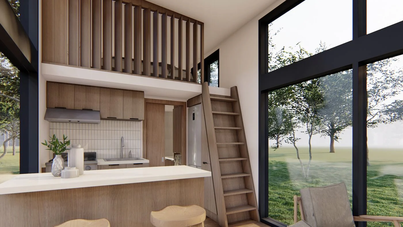 Dunkles Minimal-Design Küche