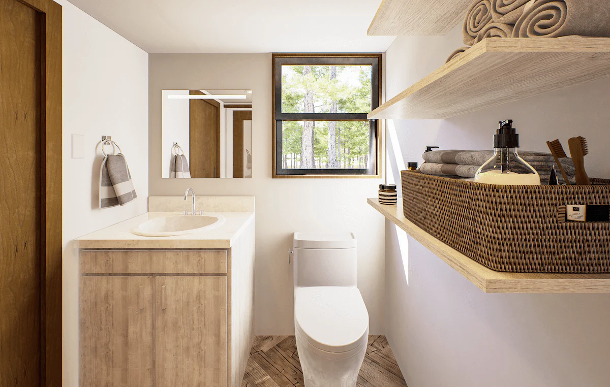 Mobile Holzkabine Bad 1