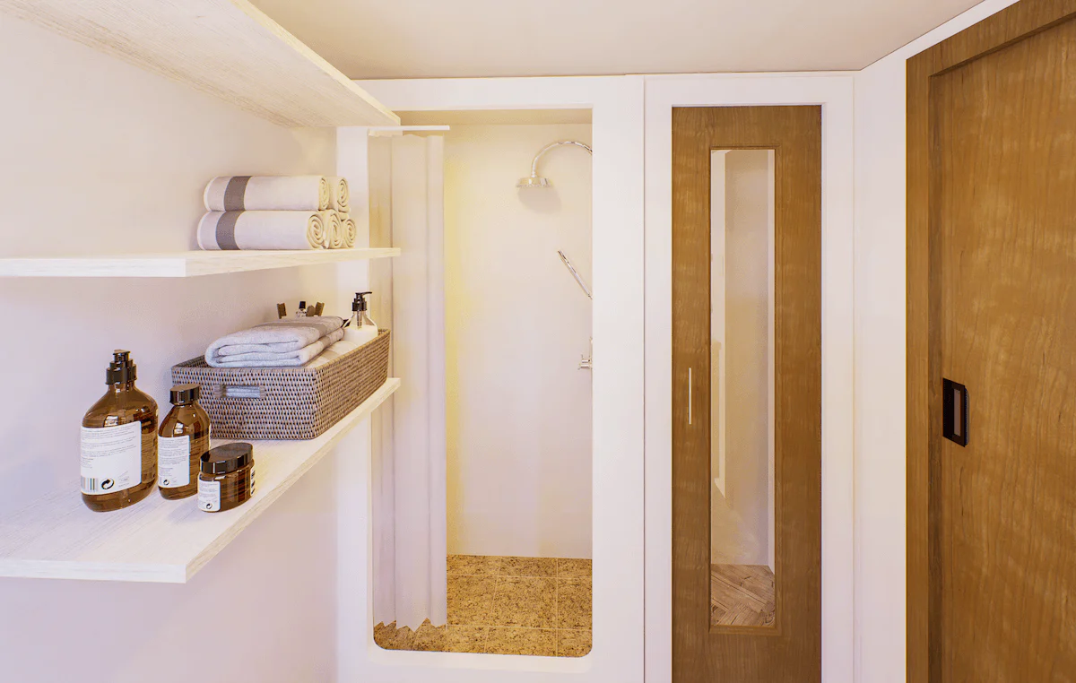 Mobile Holzkabine Bad 2